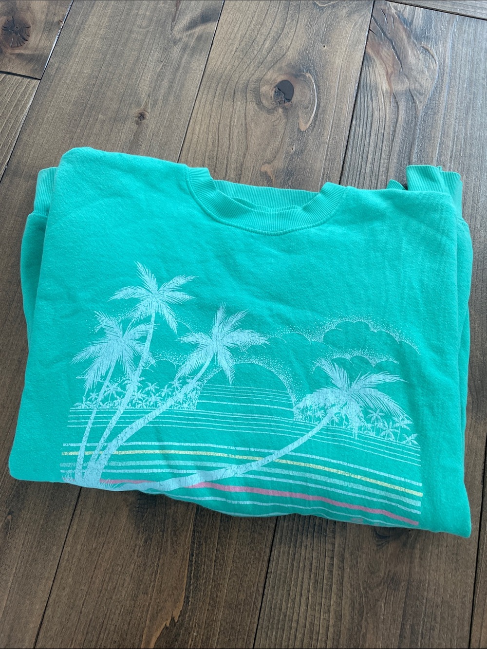 Billabong Teal Palm Graphic Crewneck Sweatshirt